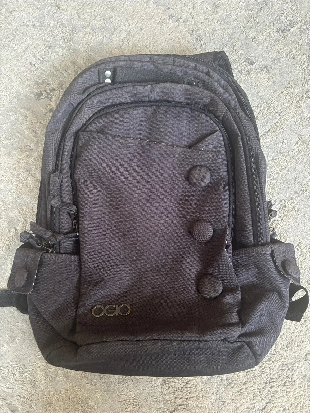 OGIO Black Multi-Compartment Backpack with Button Accent